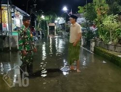 Babinsa Bungah Monitoring Lokasi Terdampak Banjir Akibat Luapan Sungai Bengawan Solo