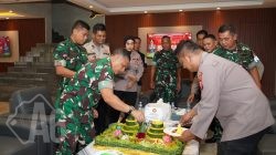 Korem 084/Bhaskara Jaya Terima Kunjungan Polsek Waru dalam Rangka HUT ke-80 TNI