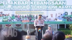 Perkuat Persatuan, Polres Gresik Gandeng Buruh dan Ojek Online dalam Apel Kebangsaan