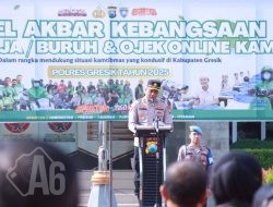 Perkuat Persatuan, Polres Gresik Gandeng Buruh dan Ojek Online dalam Apel Kebangsaan